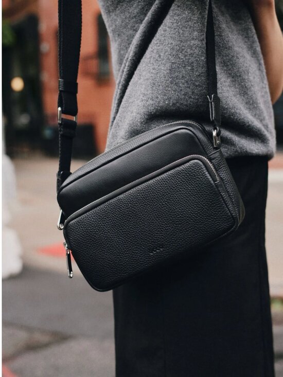 Ecco Handbags - ECCO Black Pebbled Leather Crossbody Bag Adjustable Strap SS23